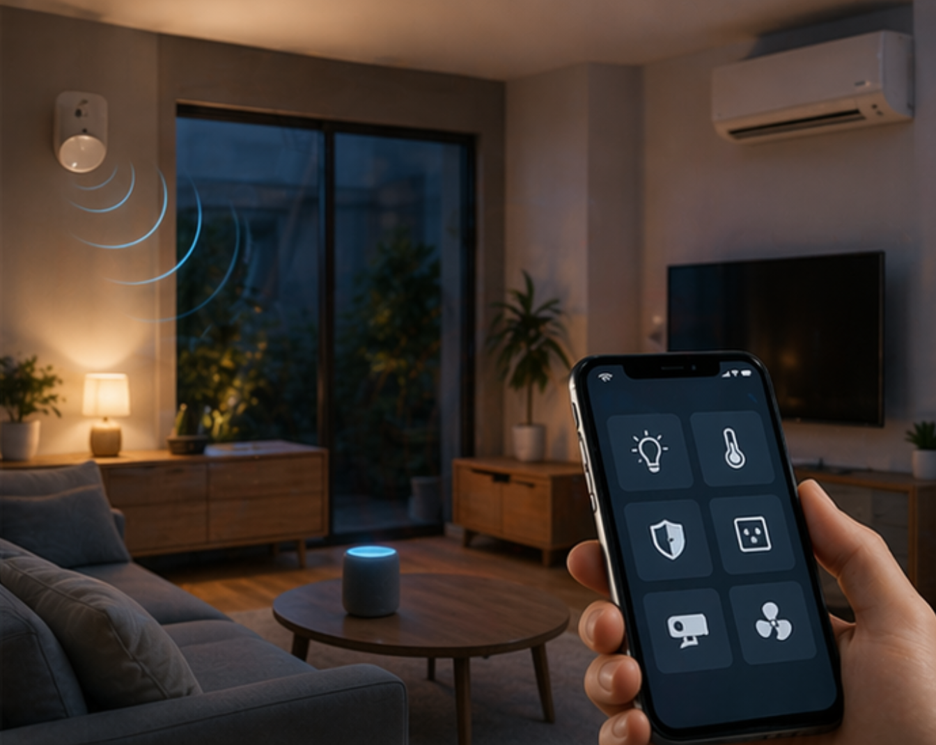 Smart home environment with sensor and mobile control